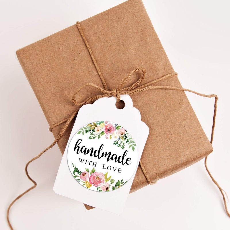 Giftideaworkshop 1.4 Inch Floral Handmade Stickers, 500 Round Adhesive Label Stickers, Perfect for Baking, Craft Projects, Gift Package Decoration - Image 5